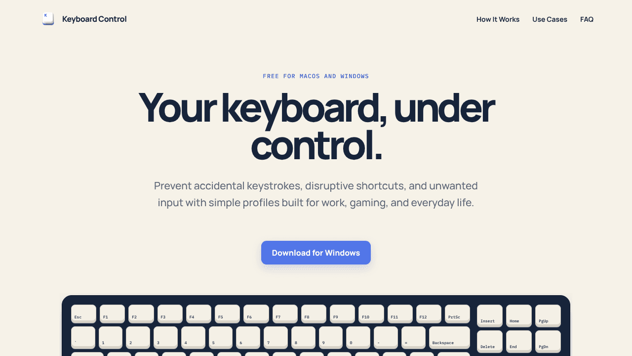 Keyboard Control website screenshot