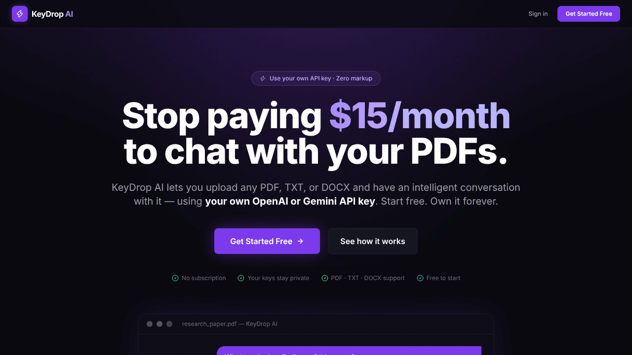 KeyDrop AI website screenshot