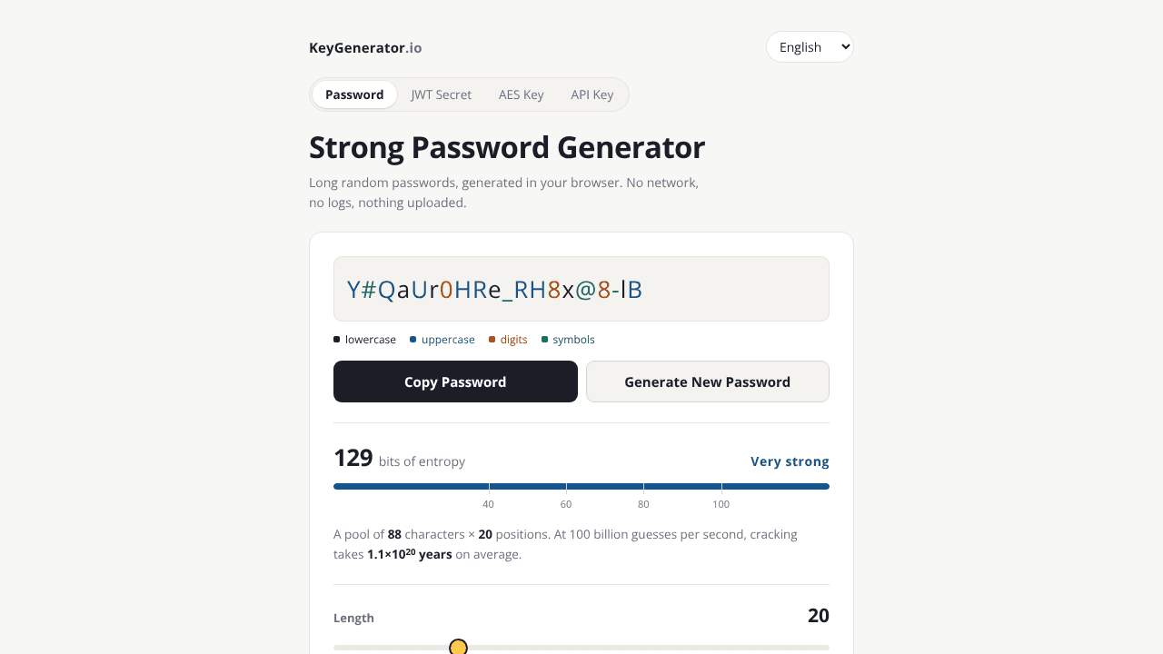 KeyGenerator.io website screenshot