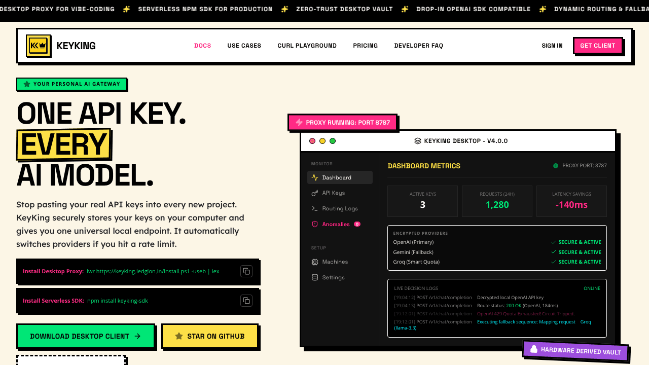 KeyKing Ecosystem website screenshot