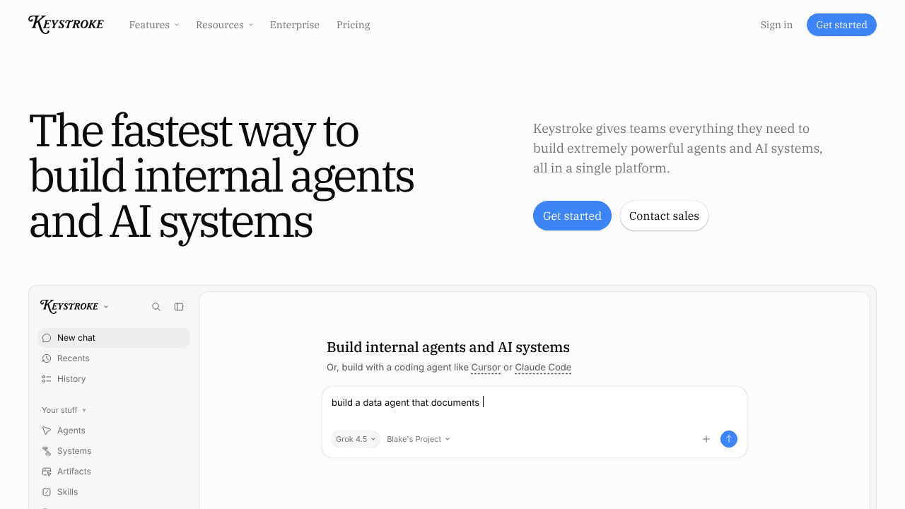 Keystroke website screenshot