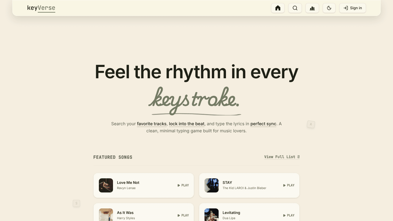 Keyverse website screenshot
