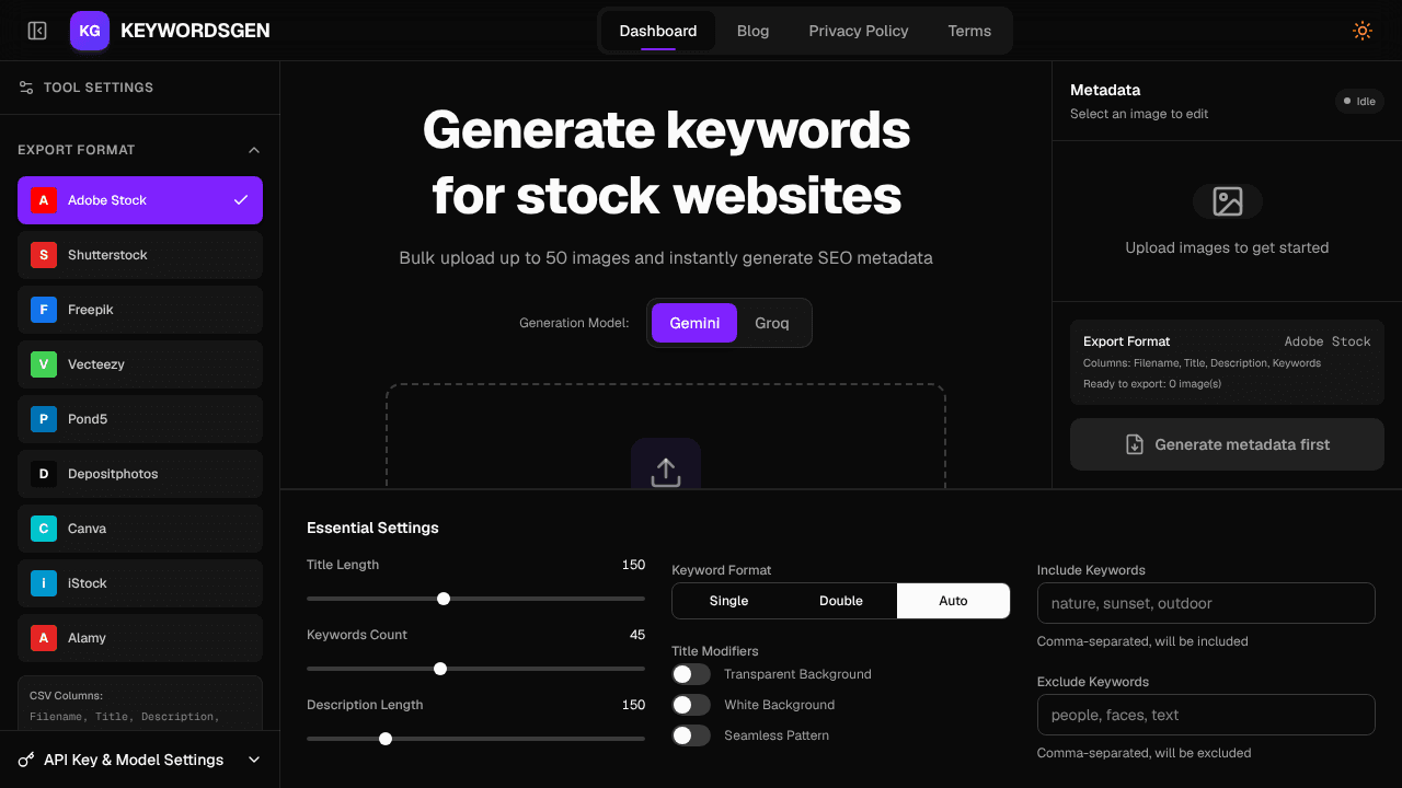 KEYWORDSGEN website screenshot
