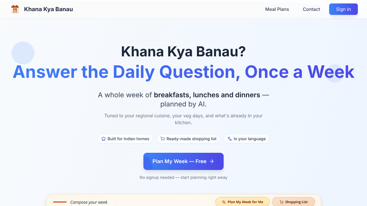 Khana Kya Banau website screenshot