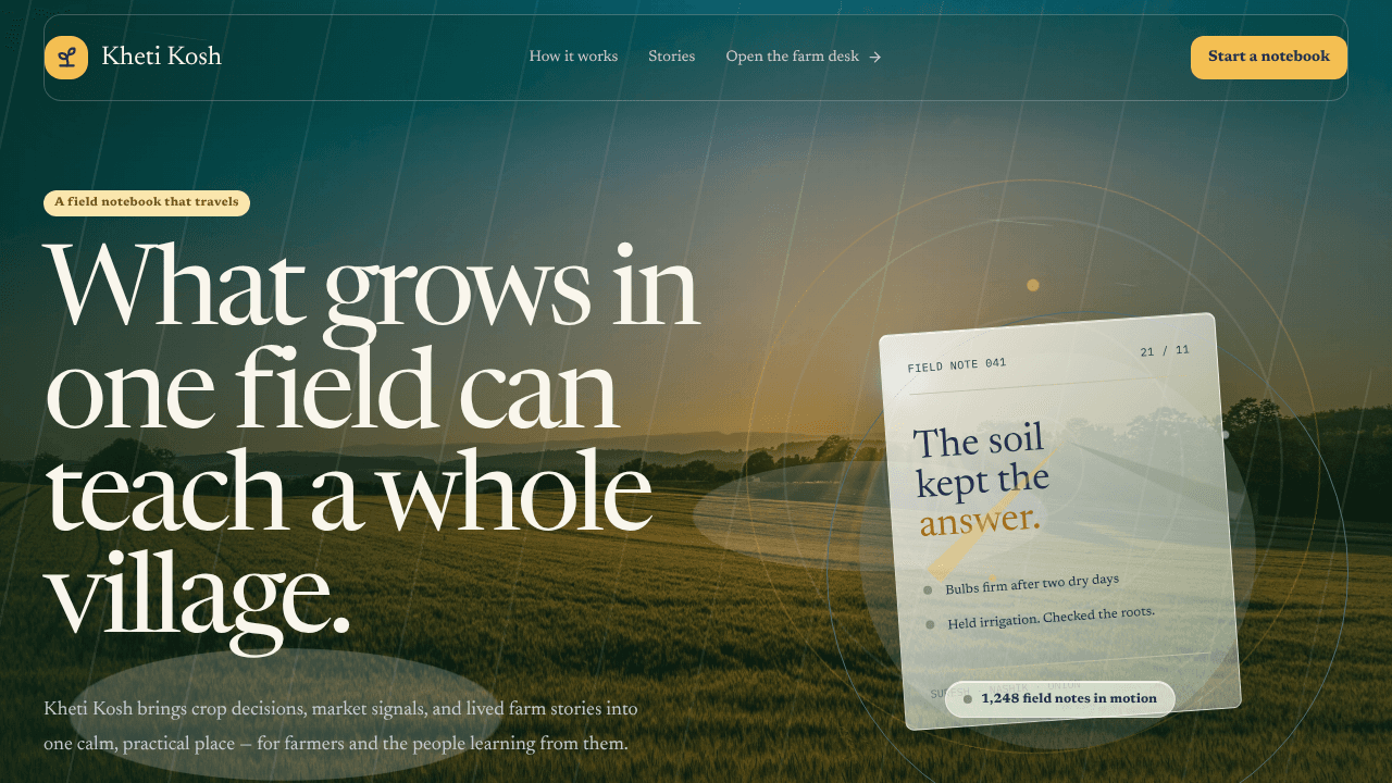 Kheti Kosh Farm Treasury website screenshot