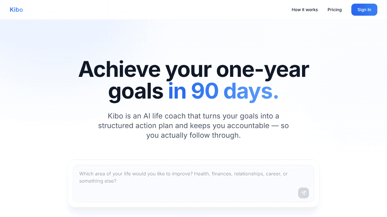 Kibo website screenshot
