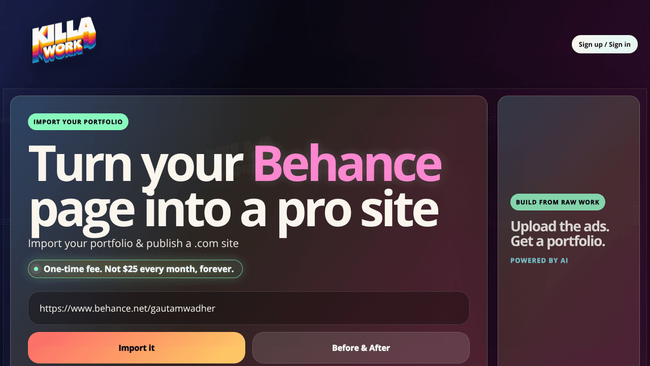 KillaWork™ website screenshot
