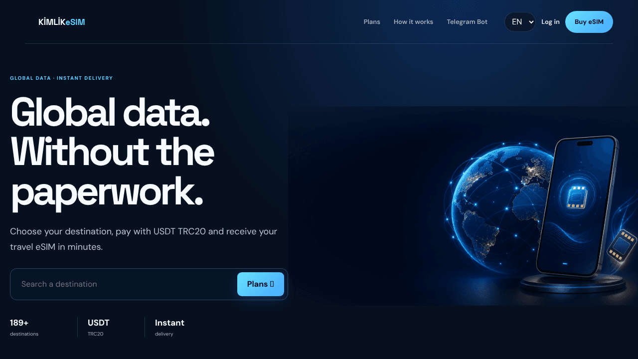 Kimlik eSIM website screenshot