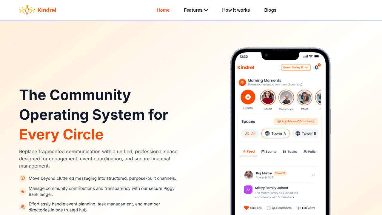 Kindrel website screenshot