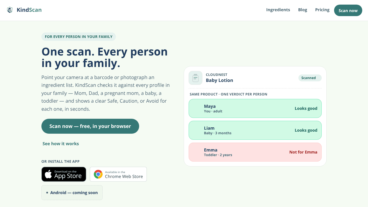KindScan website screenshot