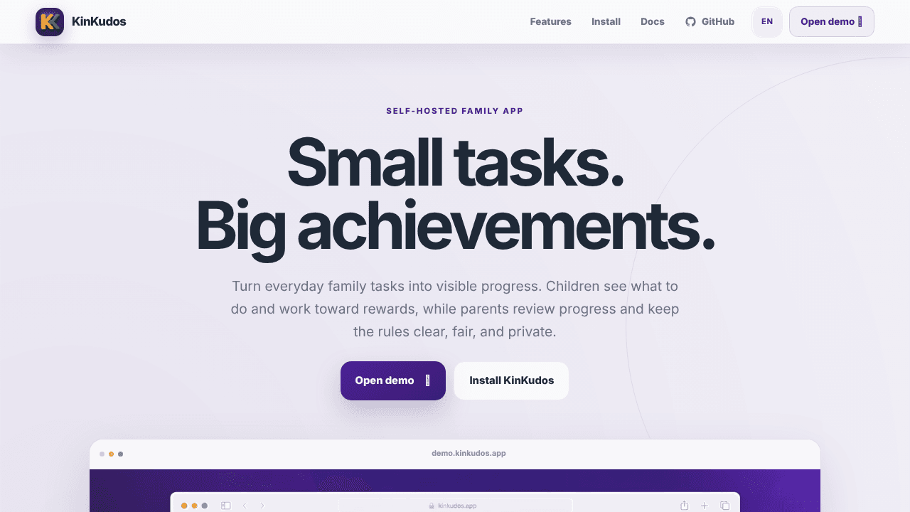 KinKudos website screenshot