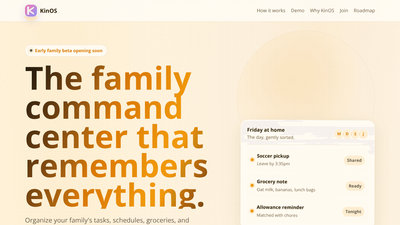 KinOS website screenshot