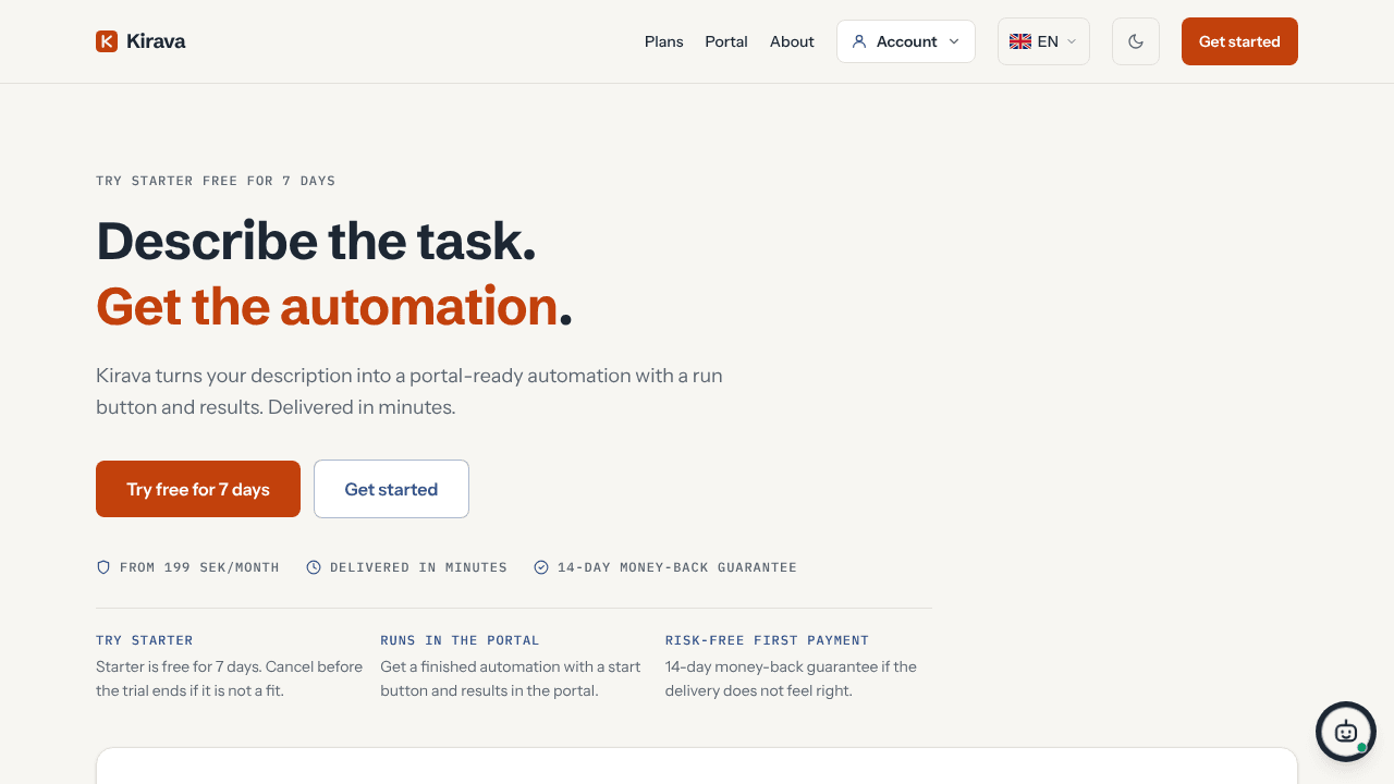 Kirava website screenshot