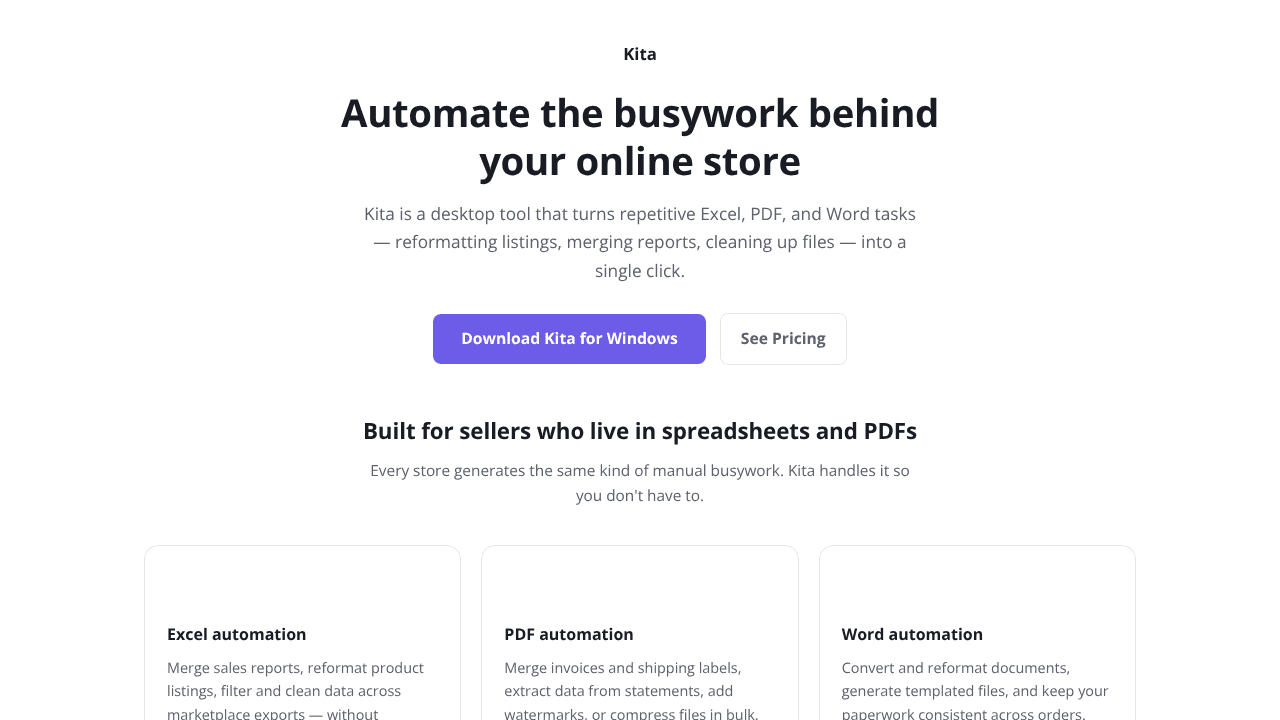 Kita website screenshot