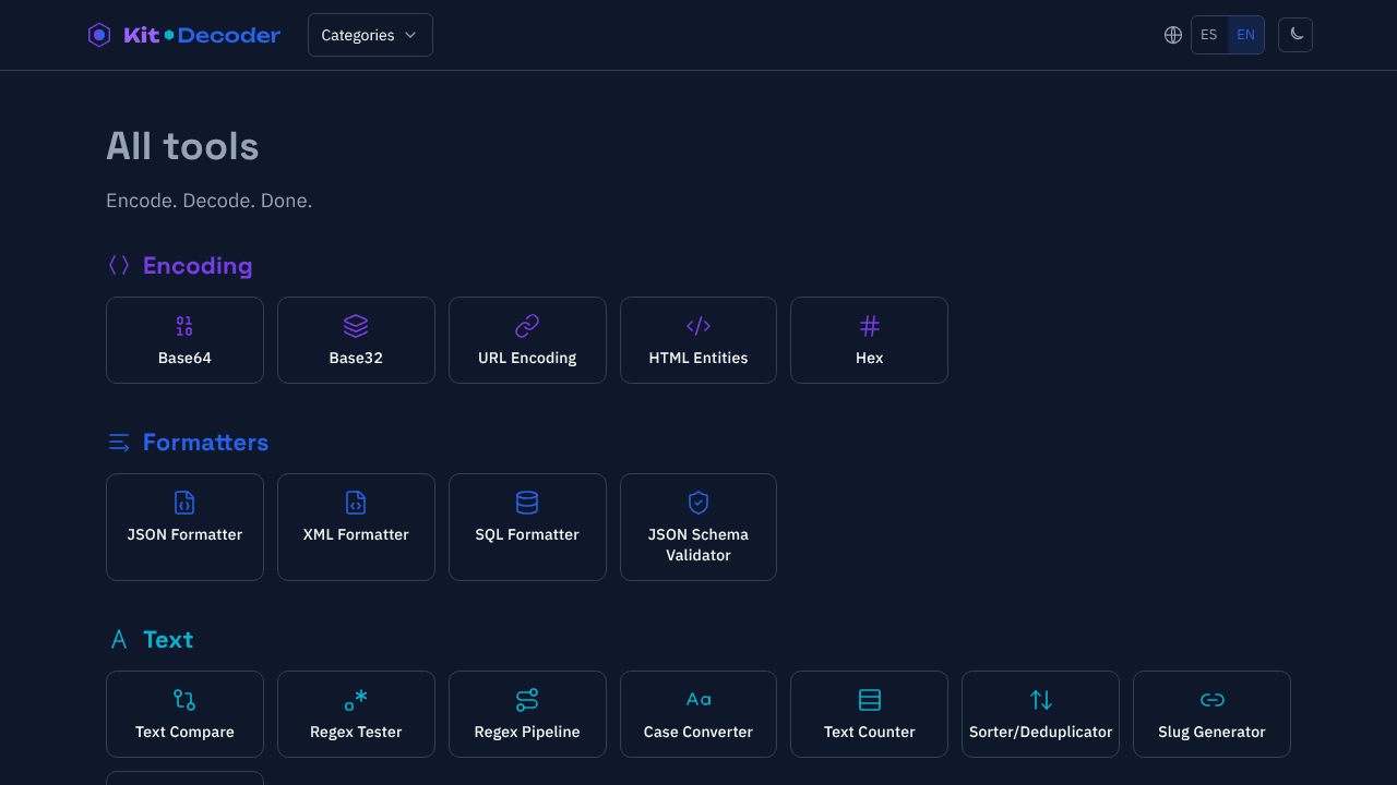 KitDecoder website screenshot