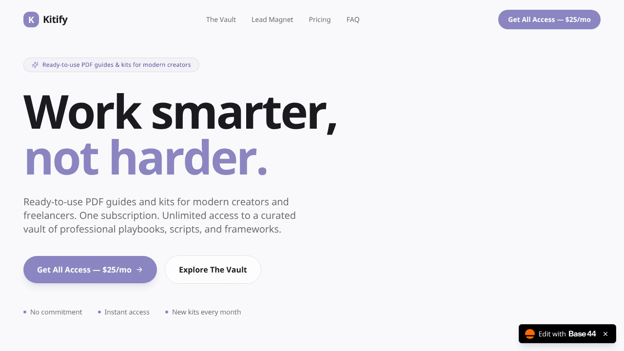 Kitify — Work smarter, not harder. website screenshot
