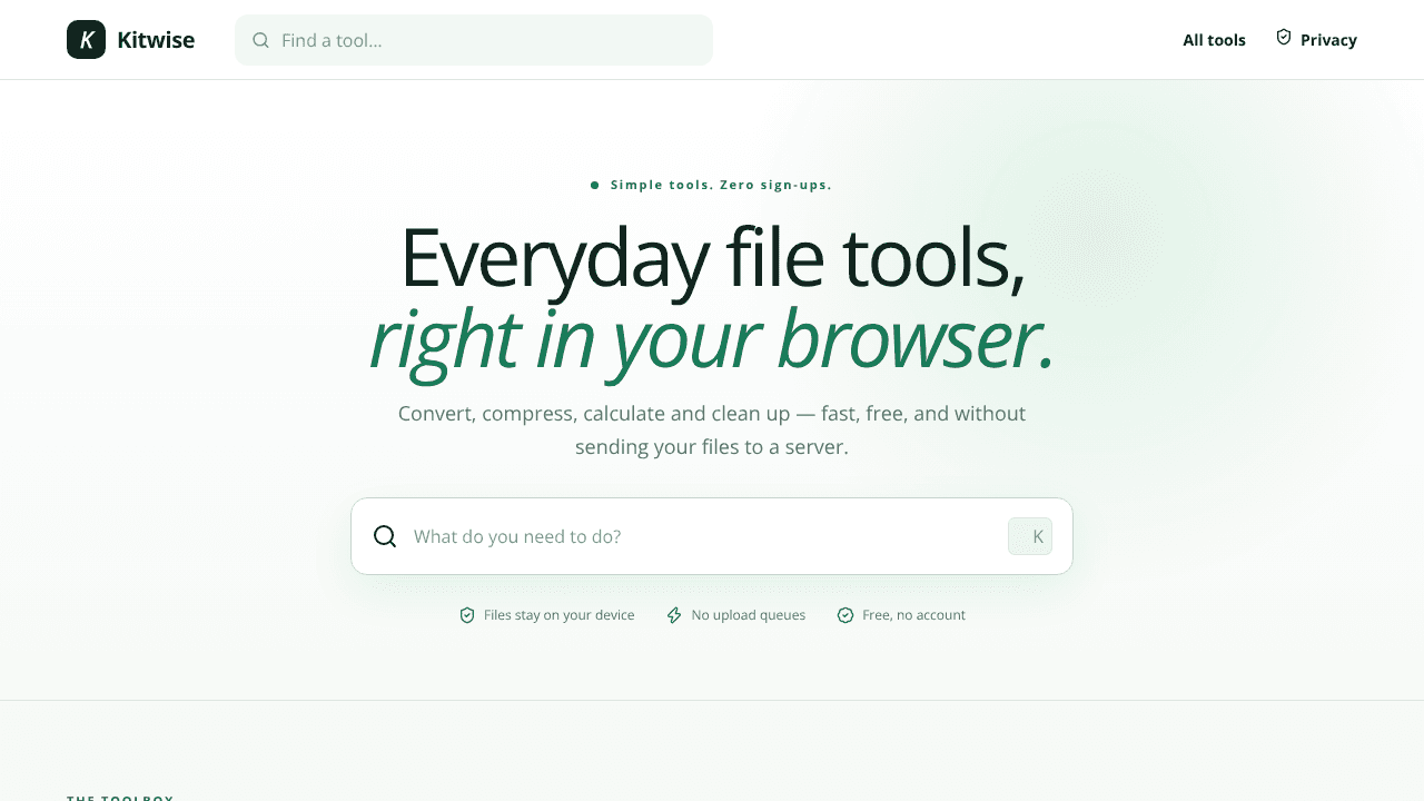 Kitwise website screenshot