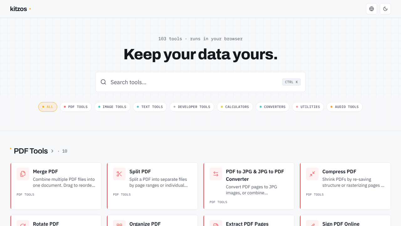 kitzos website screenshot