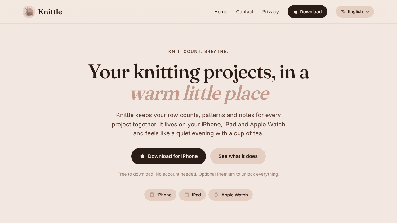 Knittle website screenshot