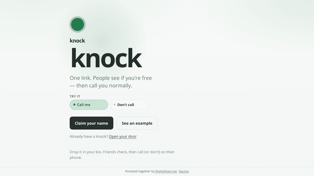 knock website screenshot