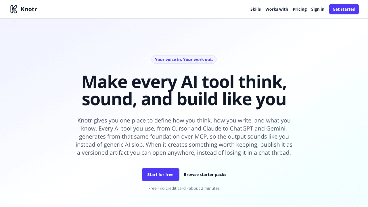 Knotr website screenshot
