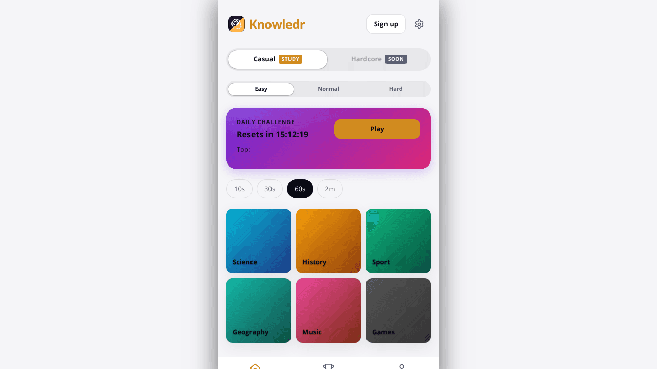 Knowledr website screenshot