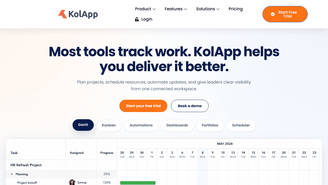 KolApp website screenshot