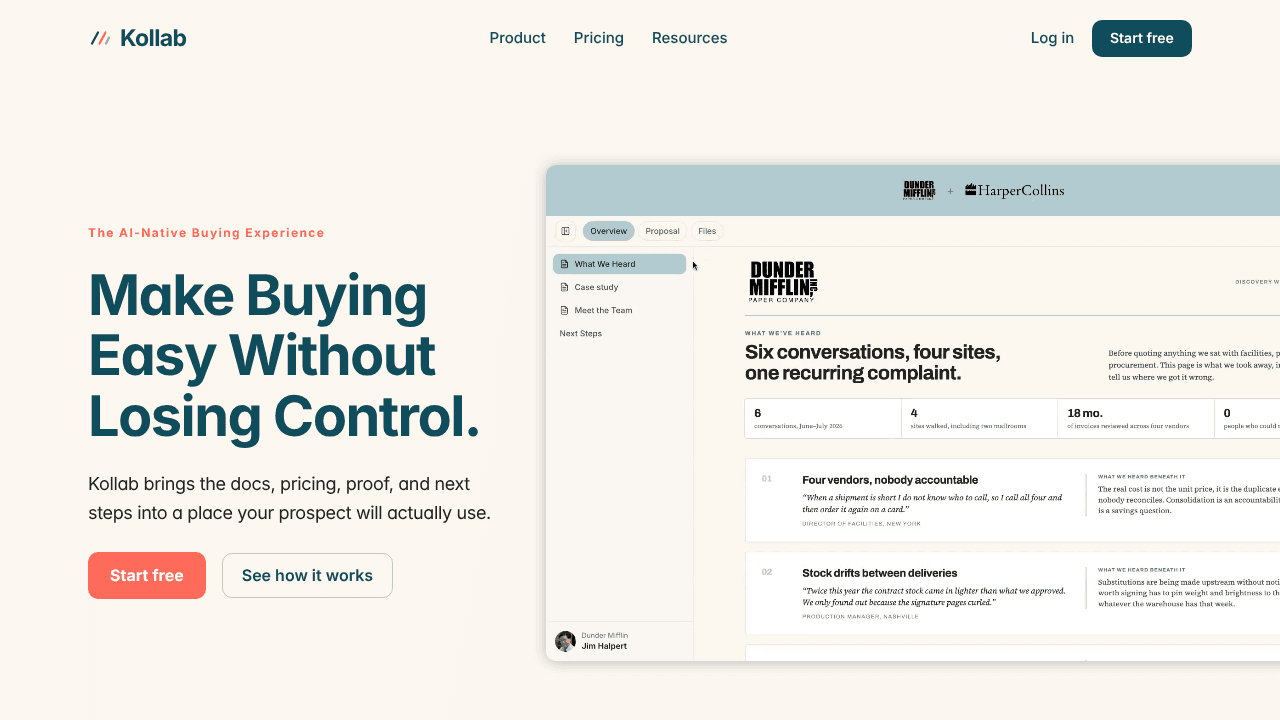 Kollab website screenshot