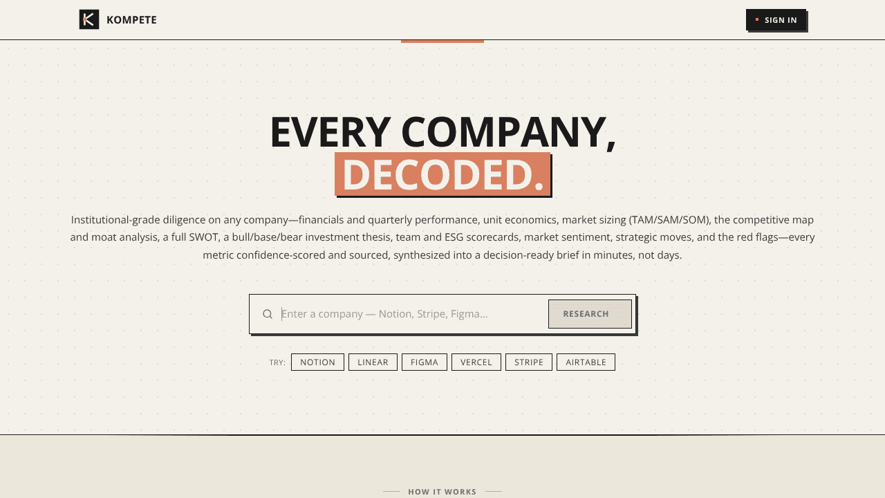 Kompete website screenshot