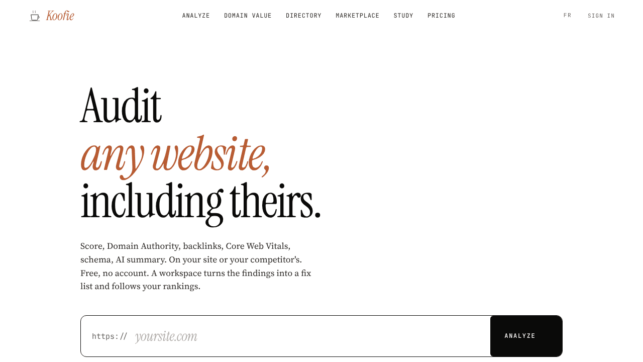 Koofie website screenshot