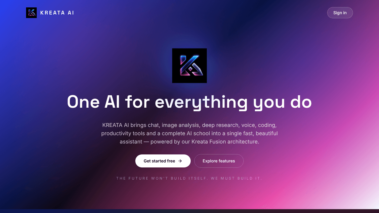Kreata AI website screenshot