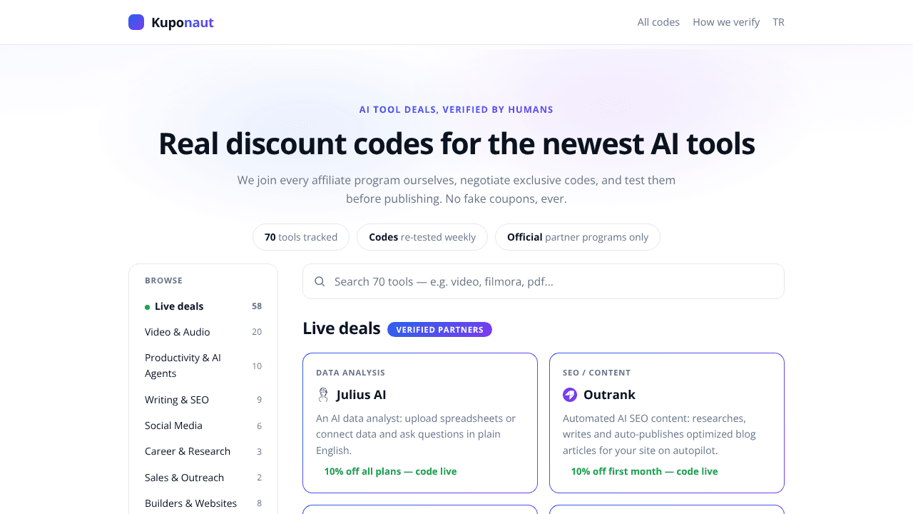 Kuponaut website screenshot