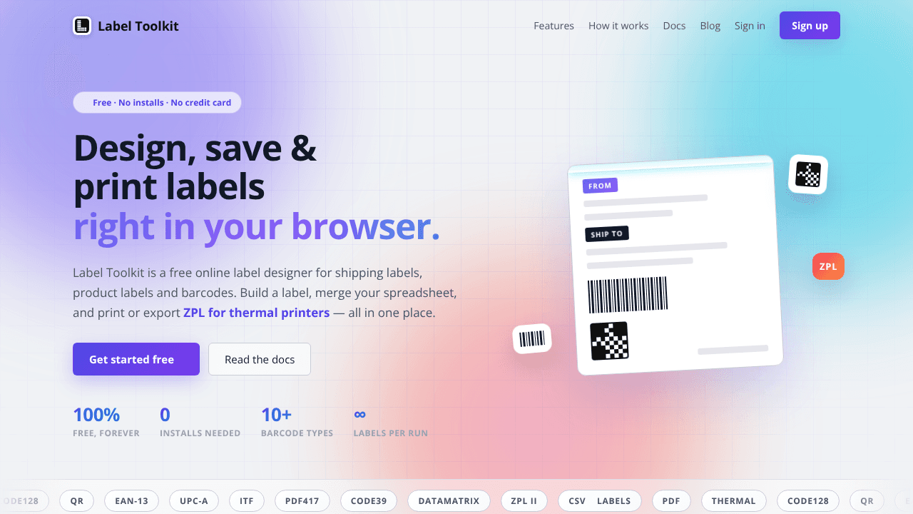 Label Toolkit website screenshot