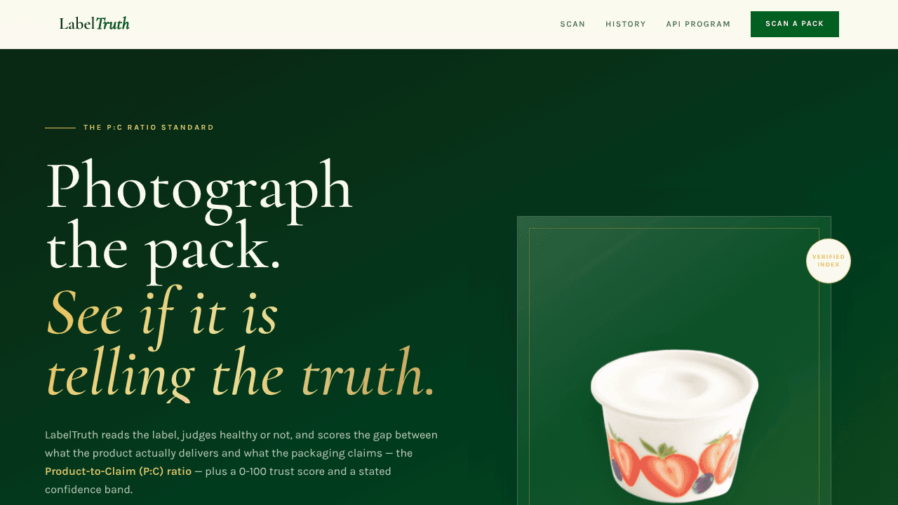 LabelTruth website screenshot