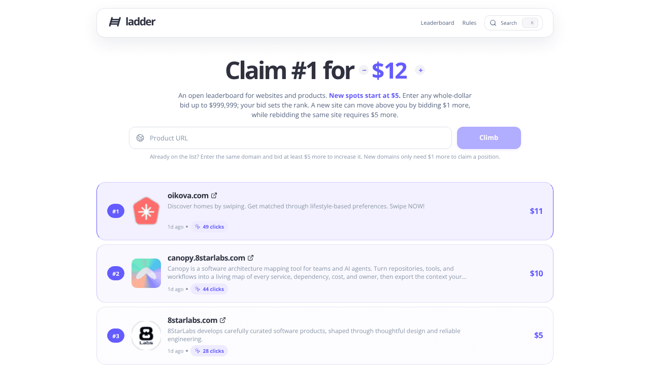 Ladder website screenshot