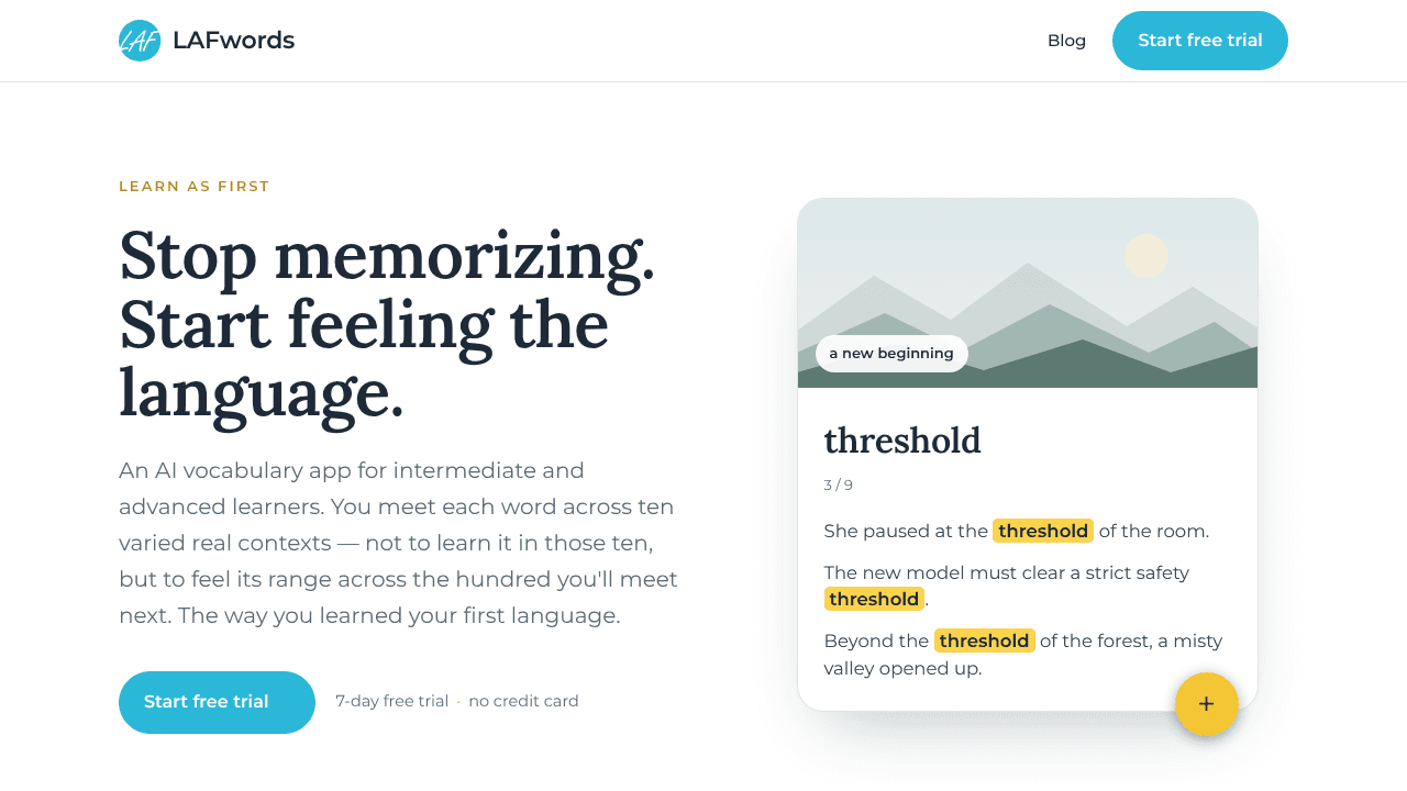 LAFwords website screenshot