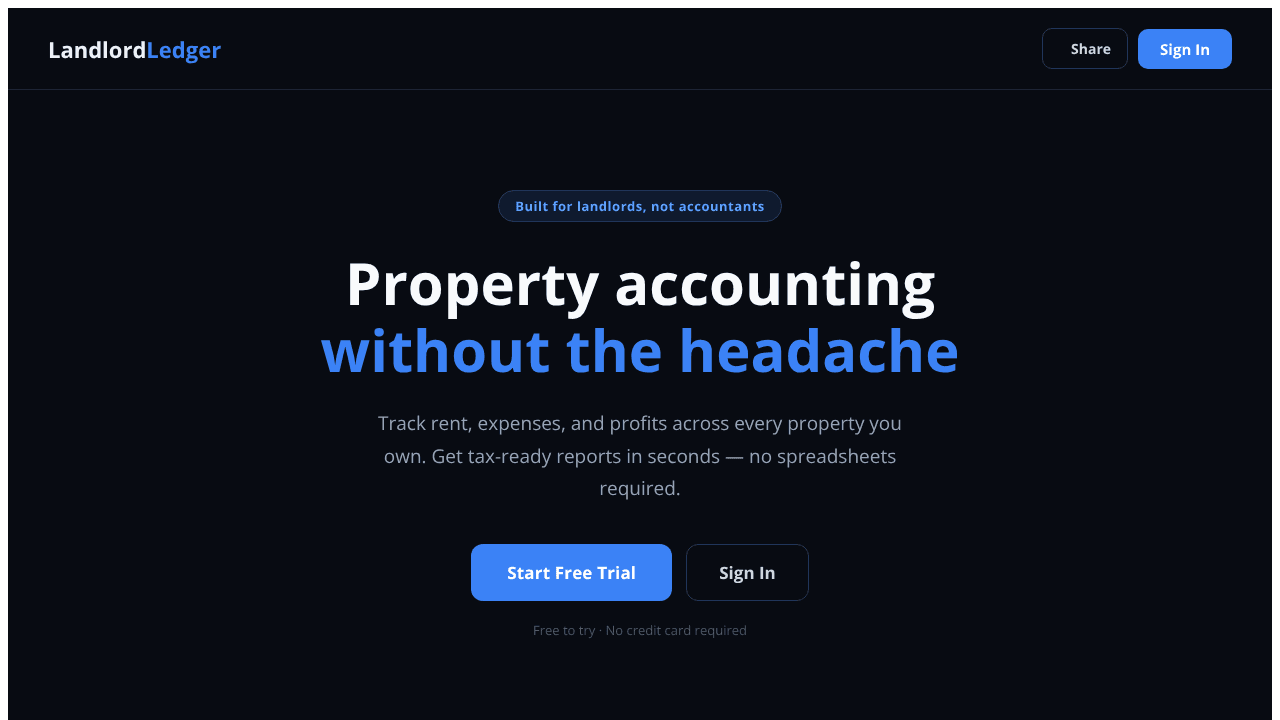 LandlordLedger website screenshot