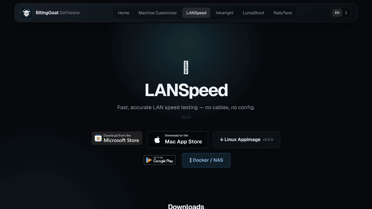 LANSpeed website screenshot