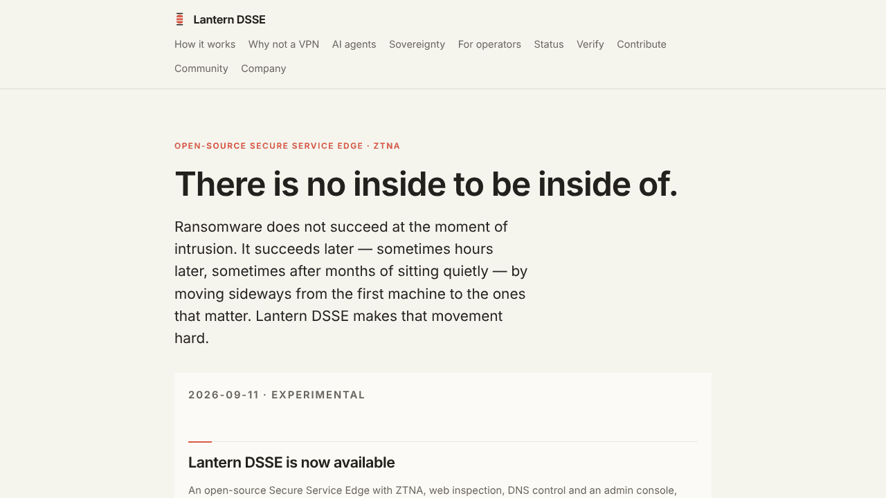 Lantern DSSE website screenshot