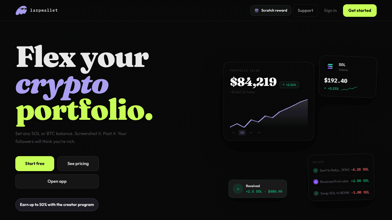 LarpWallet website screenshot