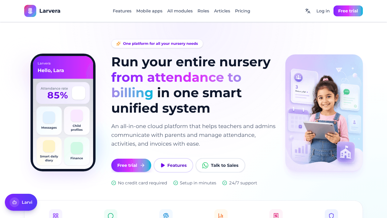 Larvera website screenshot