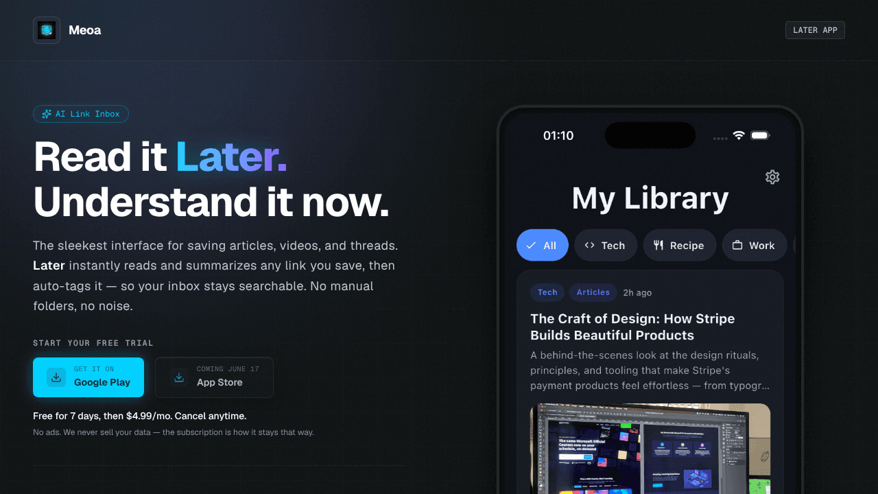 Later website screenshot