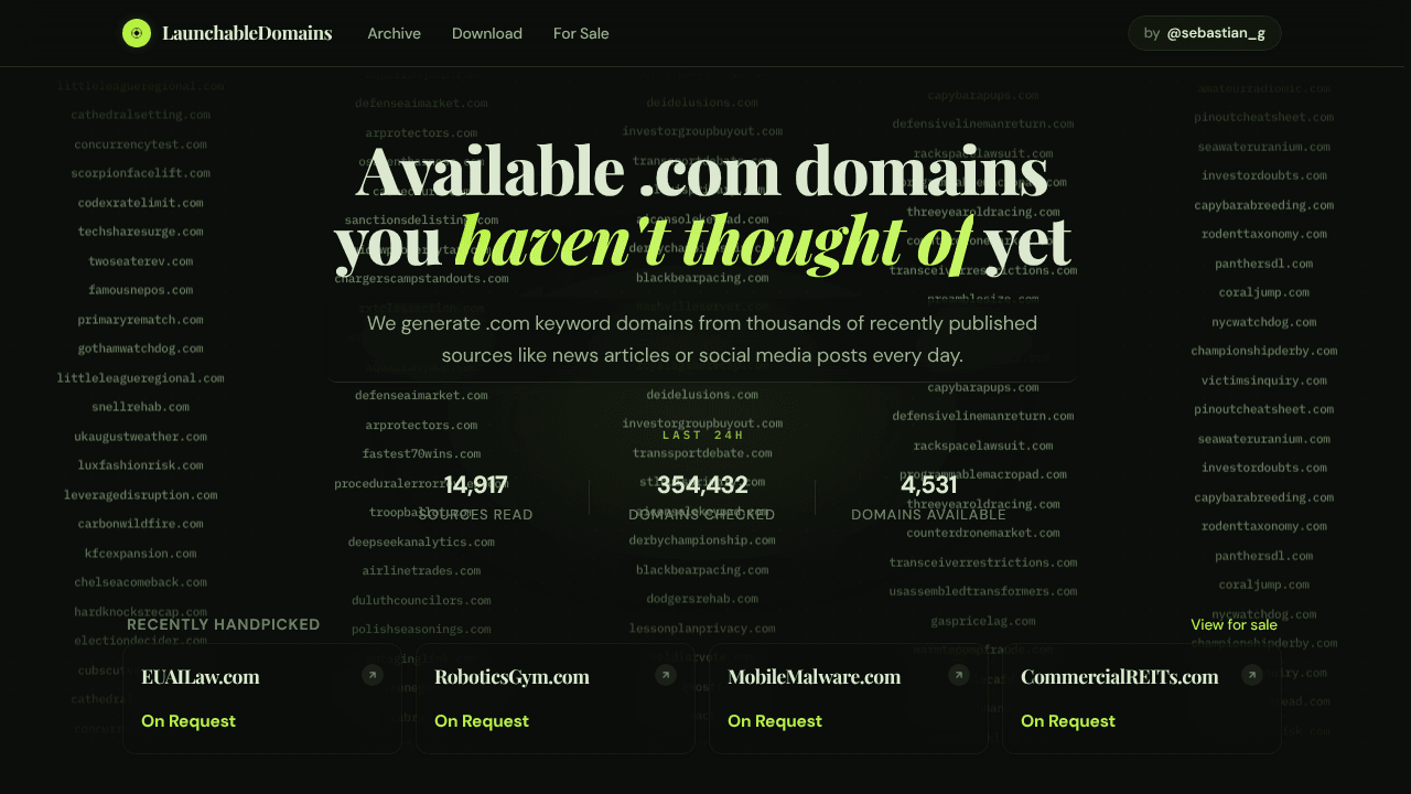 LaunchableDomains website screenshot