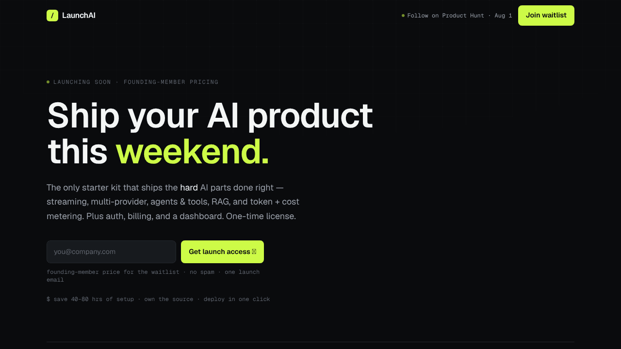 LaunchAI website screenshot