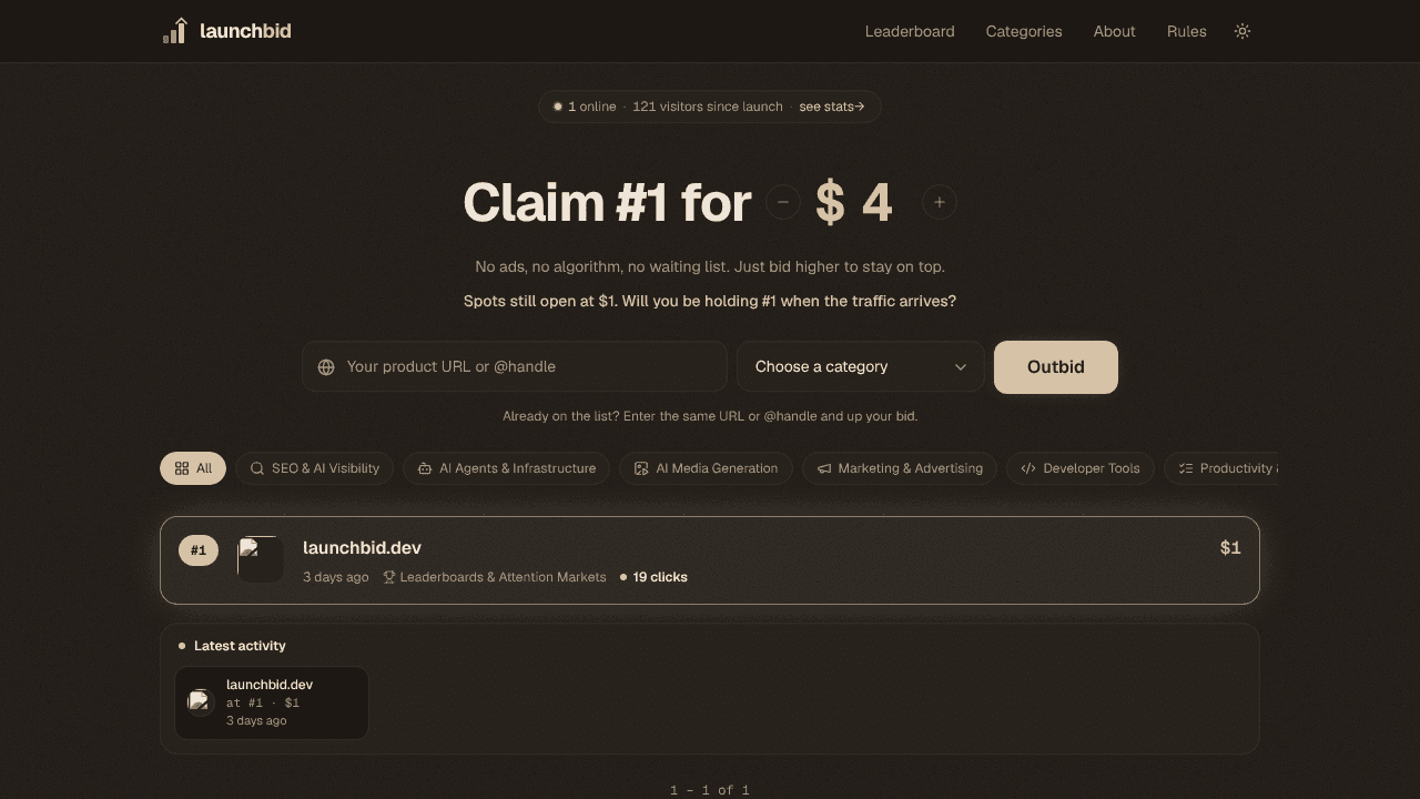 launchbid website screenshot