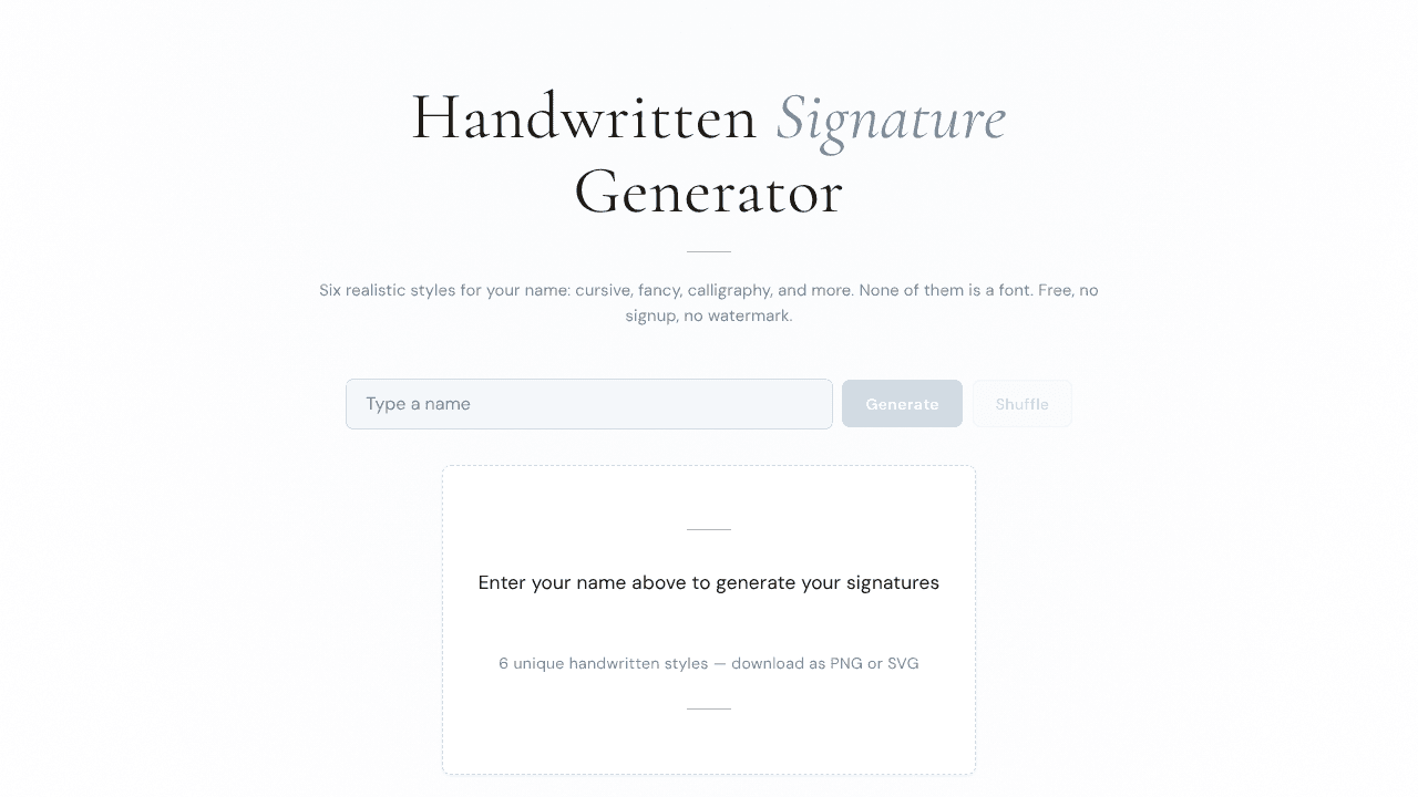 Launching cursivesignatureapp.com website screenshot