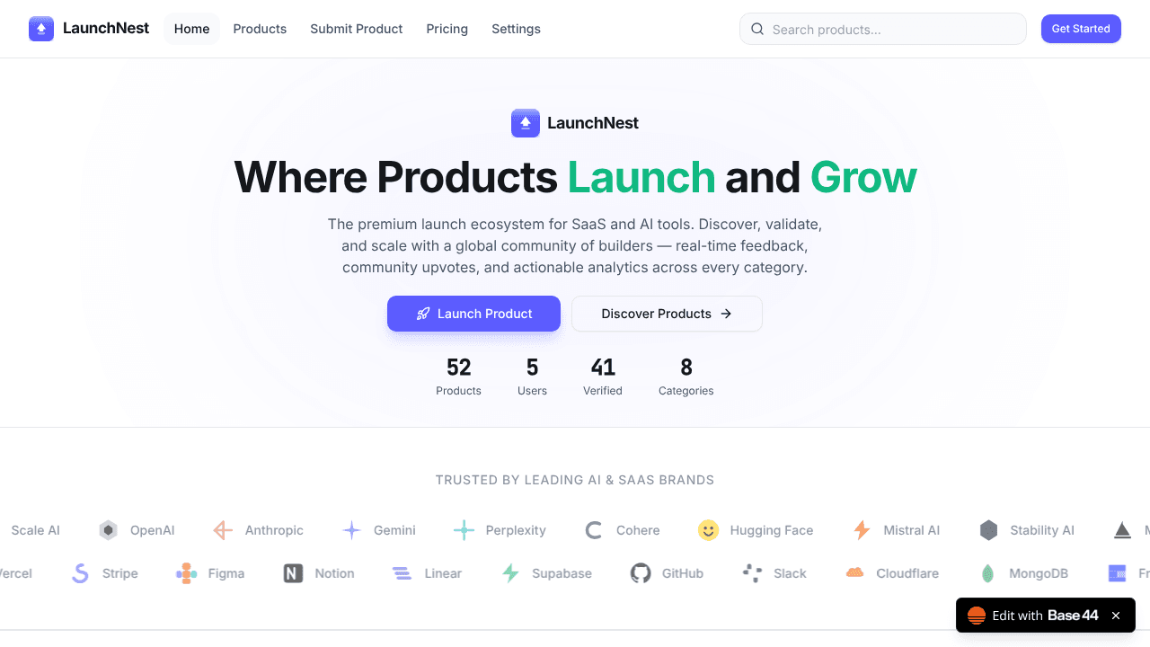 LaunchNest website screenshot