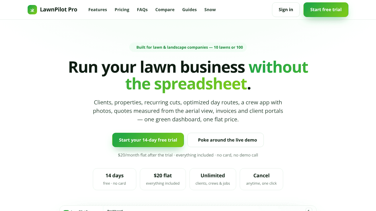 LawnPilot Pro website screenshot