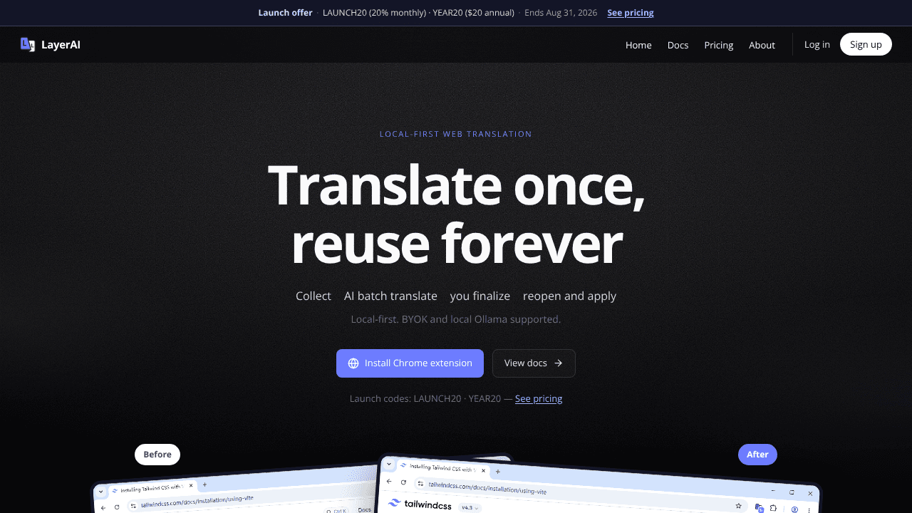LayerAI website screenshot