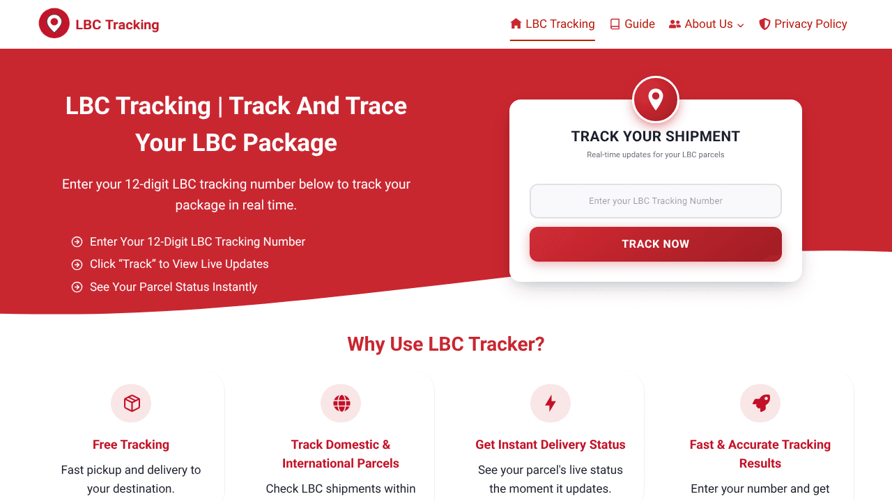 LBC Tracking website screenshot